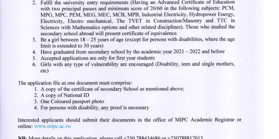 CALL FOR SCHOLARSHIP APPLICATIONS(1)